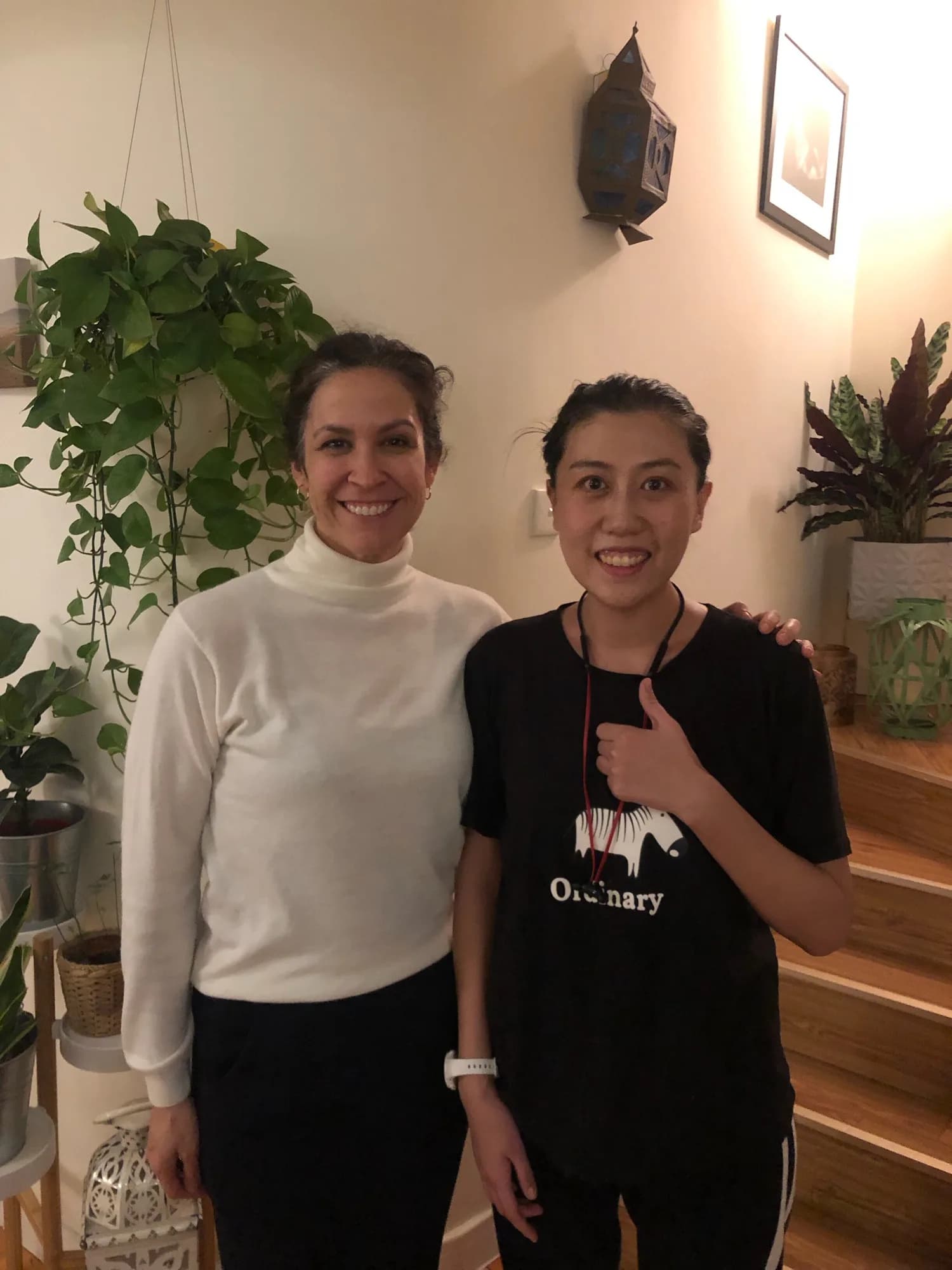 Annie with a client at the studio
